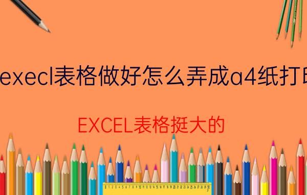 execl表格做好怎么弄成a4纸打印 EXCEL表格挺大的,如何设置让它打印在一张A4纸上？